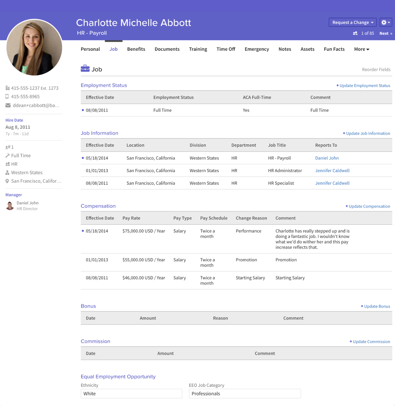 Employee details. BAMBOOHR Demo. Bamboo HR users.